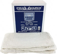 PRO-SOURCE - 13 Inch Long x 14 Inch Wide Virgin Cotton Shop Towels & Industrial Rags - White, Huck Toweling, Medium Lint Level, 50 Sheets per Pack - Exact Industrial Supply