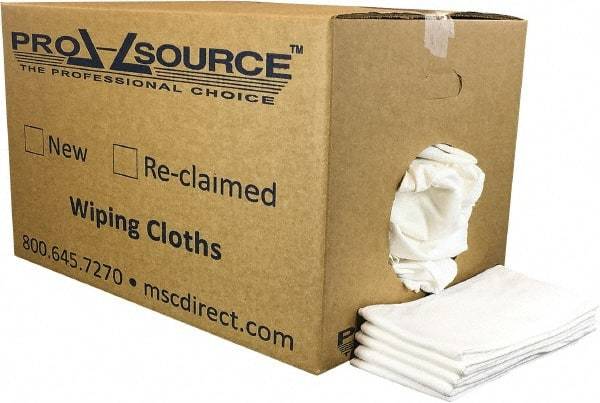 PRO-SOURCE - 12 Inch Long x 20 Inch Wide Virgin Cotton Diaper Rags - White, Lint Free, 25 Lbs. at 2 to 4 per Pound, Box - Exact Industrial Supply