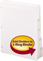 SMEAD - 8 1/2 x 11" 5 Tabs, 3-Hole Punched, Tab Divider - White - Exact Industrial Supply