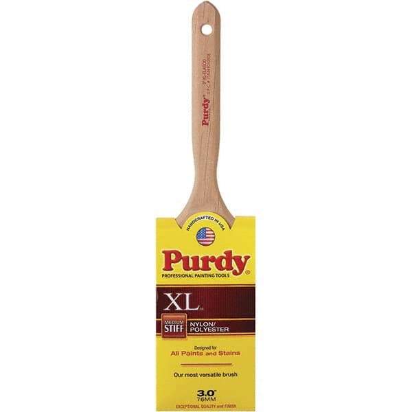 Purdy - 3" Flat Synthetic Trim Brush - Wood Fluted Handle - Exact Industrial Supply