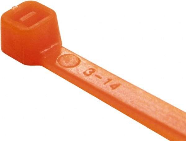 Value Collection - 8" Long Orange Nylon Standard Cable Tie - 50 Lb Tensile Strength, 54mm Max Bundle Diam - Exact Industrial Supply
