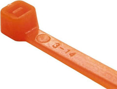 Value Collection - 14.6" Long Orange Nylon Standard Cable Tie - 50 Lb Tensile Strength, 106mm Max Bundle Diam - Exact Industrial Supply
