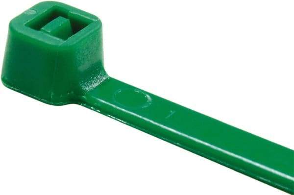 Value Collection - 8" Long Green Nylon Standard Cable Tie - 50 Lb Tensile Strength, 54mm Max Bundle Diam - Exact Industrial Supply