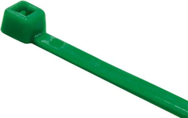 Value Collection - 4" Long Green Nylon Standard Cable Tie - 18 Lb Tensile Strength, 21mm Max Bundle Diam - Exact Industrial Supply