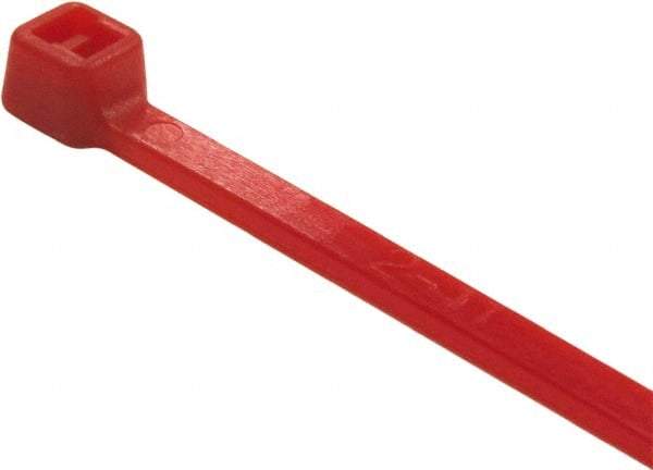 Value Collection - 4" Long Red Nylon Standard Cable Tie - 18 Lb Tensile Strength, 21mm Max Bundle Diam - Exact Industrial Supply