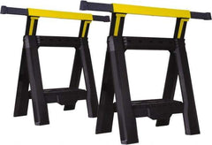 Stanley - Ladder Adjustable Sawhorse \x96 Twin Pack - Black/Yellow, 5' Long x 1.57" Wide x 29' High, Use with Lumber - Exact Industrial Supply