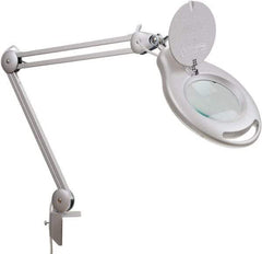 Value Collection - 38 Inch, Swing Arm, Clamp on, LED, Black, Magnifying Task Light - 6 Watt, 100 to 240 Volt, 1.75x Magnification, 5 Inch Wide, 5 Inch Long - Exact Industrial Supply
