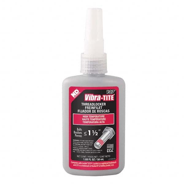 Vibra-Tite - 50 mL Bottle, Red, High Temp/High Strength Threadlocker - Exact Industrial Supply