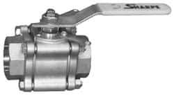 Sharpe Valves - 4" Pipe, Standard Port, Stainless Steel Standard Ball Valve - 3 Piece, Inline - One Way Flow, FNPT x FNPT Ends, Locking Lever Handle, 720 WOG, 125 WSP - Exact Industrial Supply