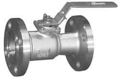 Sharpe Valves - 4" Pipe, Standard Port, Stainless Steel Standard Ball Valve - 1 Piece, Inline - One Way Flow, Flanged x Flanged Ends, Locking Lever Handle, 275 WOG, 150 WSP - Exact Industrial Supply