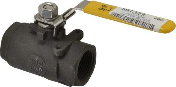 Sharpe Valves - 1" Pipe, Standard Port, Carbon Steel Steam Service Ball Valve - 1 Piece, Inline - One Way Flow, FNPT x FNPT Ends, Locking Lever Handle, 2,000 WOG, 250 WSP - Exact Industrial Supply
