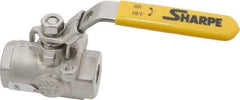 Sharpe Valves - 1/4" Pipe, Standard Port, Stainless Steel Steam Service Ball Valve - 1 Piece, Inline - One Way Flow, FNPT x FNPT Ends, Locking Lever Handle, 2,000 WOG, 250 WSP - Exact Industrial Supply