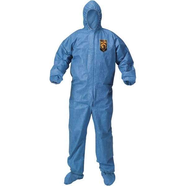 KleenGuard - Size XL Polypropylene General Purpose Coveralls - Blue, Zipper Closure, Elastic Cuffs, Elastic Ankles, Taped Seams - Exact Industrial Supply