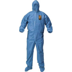 KleenGuard - Size 3XL Polypropylene General Purpose Coveralls - Blue, Zipper Closure, Elastic Cuffs, Elastic Ankles, Taped Seams - Exact Industrial Supply