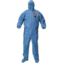 KleenGuard - Size 4XL Polypropylene General Purpose Coveralls - Blue, Zipper Closure, Elastic Cuffs, Elastic Ankles, Taped Seams - Exact Industrial Supply