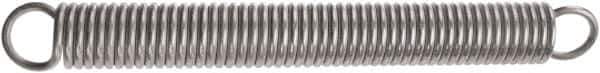 Associated Spring Raymond - 2.39mm OD, 5.12 N Max Load, 47.24mm Max Ext Len, Music Wire Extension Spring - 1.2 Lb/In Rating, 0.1 Lb Init Tension, 25.4mm Free Length - Exact Industrial Supply