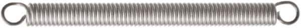 Associated Spring Raymond - 8.5mm OD, 52.31 N Max Load, 65.6mm Max Ext Len, Stainless Steel Extension Spring - 10.33 Lb/In Rating, 1.73 Lb Init Tension, 41mm Free Length - Exact Industrial Supply