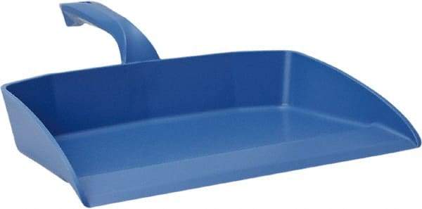 Vikan - 12-1/2" Wide Handheld Dustpan - Plastic Body, 4-1/2" Handle, Blue - Exact Industrial Supply