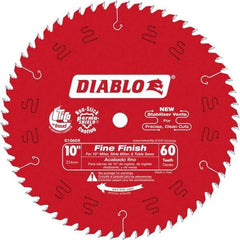 Freud - 10" Diam, 5/8" Arbor Hole Diam, 60 Tooth Wet & Dry Cut Saw Blade - Carbide-Tipped, Standard Round Arbor - Exact Industrial Supply