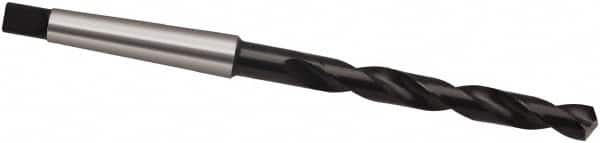 Taper Shank Drill Bit: 0.9941″ Dia, 3MT, 118 °, Cobalt Oxide Finish, 6.4961″ Flute Length, 11.2598″ OAL, Cone Relief Point, Spiral Flute
