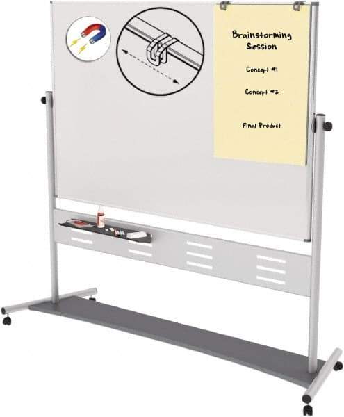 MasterVision - 48" High x 72" Wide Gold Ultra Enameled Steel Magnetic Marker Board - Aluminum Frame, 78-1/2" Deep - Exact Industrial Supply