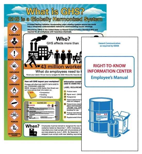 NMC - GHS General Safety & Accident Prevention Training Kit - English, 18" Wide x 24" High, White Background, Includes What is GHS Poster & Booklets - Exact Industrial Supply