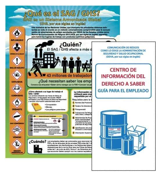 NMC - GHS General Safety & Accident Prevention Training Kit - Spanish, 18" Wide x 24" High, White Background, Includes Poster & Booklets - Exact Industrial Supply