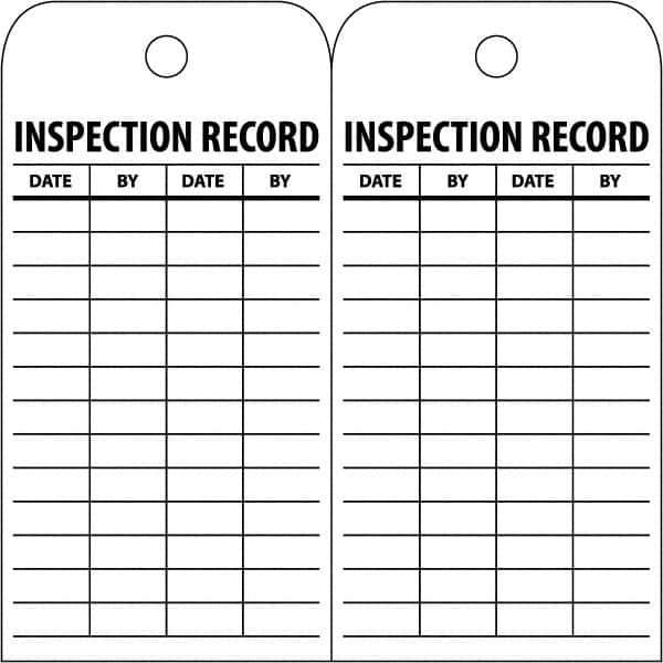 NMC - 3" High x 6" Long, INSPECTION RECORD, English Safety & Facility Inspection Tag - Tag Header: Notice, 2 Sides, White Poly - Exact Industrial Supply