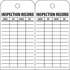 NMC - 3" High x 6" Long, INSPECTION RECORD, English Safety & Facility Inspection Tag - Tag Header: Notice, 2 Sides, White Poly - Exact Industrial Supply