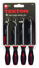 4 Piece - Hose Remover Set - Includes: 4 Hose Removers with long and short; standard and offset hooks - Long pullers are 13" long - Exact Industrial Supply