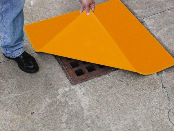 Eagle - 36" Long x 36" Wide, Polyurethane Barrier - 34" Drain, Orange, Use for Cover, Seals off Drain - Exact Industrial Supply