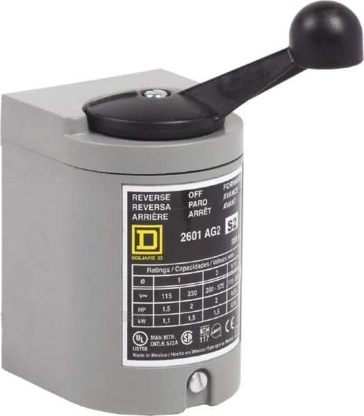 Square D - NEMA, Enclosed Manual Motor Starter - 1-1/2 hp at 115 VAC, 2 hp at 200 VAC, 2 hp at 230 VAC & 2 hp at 575 VAC, CSA LR25490 Class 3211 05, NEMA 1 & UL Listed File E42243 CCN NLRV - Exact Industrial Supply