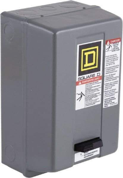 Square D - 120 Coil VAC at 60 Hz, 208 Coil VAC at 60 Hz, 18 Amp, Nonreversible Enclosed Enclosure NEMA Motor Starter - 3 Phase hp: 3 at 200 VAC, 3 at 230 VAC, 5 at 460 VAC, 5 at 575 VAC, 1 Enclosure Rating - Exact Industrial Supply