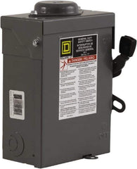 Square D - 60 Amp, 240 V, 2 Pole Nonfused Safety Switch - NEMA 3R, 10 hp at 240 VAC (Single Phase), DPST Contact Form - Exact Industrial Supply