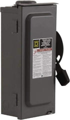 Square D - 60 Amp, 240 V, 2 Pole Fused Safety Switch - NEMA 3R, 10 hp at 240 VAC (Single Phase), 15 hp at 240 VAC (Triple Phase), DPST Contact Form - Exact Industrial Supply