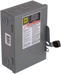Square D - 60 Amp, 240 V, 3 Pole Nonfused Safety Switch - NEMA 1, 10 hp at 240 VAC (Single Phase), 15 hp at 240 VAC (Triple Phase), 3PST Contact Form - Exact Industrial Supply