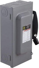 Square D - 60 Amp, 240 V, 3 Pole Fused Safety Switch - NEMA 1, 10 hp at 240 VAC (Single Phase), 15 hp at 240 VAC (Triple Phase), 3PST Contact Form - Exact Industrial Supply