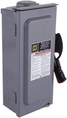 Square D - 60 Amp, 600 VAC/VDC, 3 Pole Fused Safety Switch - NEMA 3R, 20 hp at 480 VDC (Single Phase), 50 hp at 600 VAC, 30 hp at 600 VDC (Triple Phase), 3PST Contact Form - Exact Industrial Supply