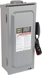 Square D - 30 Amp, 240 VAC, 250 VDC, 3 Pole Fused Safety Switch - NEMA 3R, 3 hp at 240 VAC (Single Phase), 7.5 hp at 240 VAC, 5 hp at 250 VDC (Triple Phase), 3PST Contact Form - Exact Industrial Supply