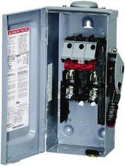 Square D - 30 Amp, 240 VAC, 250 VDC, 2 Pole Fused Safety Switch - NEMA 3R, 3 hp at 240 VAC (Single Phase), 7.5 hp at 240 VAC, 5 hp at 250 VDC (Triple Phase), DPST Contact Form - Exact Industrial Supply