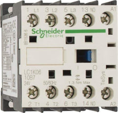 Schneider Electric - 3 Pole, 24 Coil VAC at 50/60 Hz, 6 Amp at 440 VAC, Nonreversible IEC Contactor - BS 5424, CSA, IEC 60947, NF C 63-110, RoHS Compliant, UL Listed, VDE 0660 - Exact Industrial Supply
