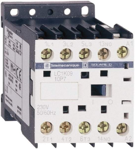 Schneider Electric - 3 Pole, 220 to 230 Coil VAC at 50/60 Hz, 6 Amp at 440 VAC, Nonreversible IEC Contactor - BS 5424, CSA, IEC 60947, NF C 63-110, RoHS Compliant, UL Listed, VDE 0660 - Exact Industrial Supply