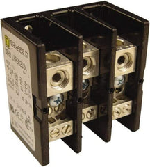 Square D - 3 Poles, 135 (Aluminium), 175 (Copper) Amp, Phenolic Power Distribution Block - 600 VAC, 1 Primary Connection - Exact Industrial Supply