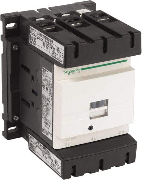 Schneider Electric - 3 Pole, 120 Coil VAC at 50/60 Hz, 150 Amp at 440 VAC, Nonreversible IEC Contactor - Bureau Veritas, CCC, CSA, CSA C22.2 No. 14, DNV, EN/IEC 60947-4-1, EN/IEC 60947-5-1, GL, GOST, LROS, RINA, RoHS Compliant, UL 508, UL Listed - Exact Industrial Supply