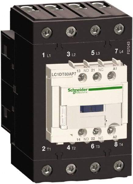 Schneider Electric - 4 Pole, 120 Coil VAC at 50/60 Hz, 80 Amp at 440 VAC, Nonreversible IEC Contactor - Bureau Veritas, CCC, CSA, CSA C22.2 No. 14, DNV, EN/IEC 60947-4-1, EN/IEC 60947-5-1, GL, GOST, LROS, RINA, UL 508, UL Listed - Exact Industrial Supply