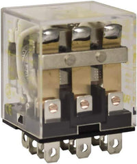 Square D - 1/2 hp at 120 Volt & 3/4 hp at 240 Volt, Electromechanical Plug-in General Purpose Relay - 10 Amp at 250 VAC, 3PDT, 120 VAC at 50/60 Hz - Exact Industrial Supply