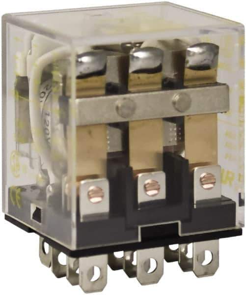Square D - 1/2 hp at 120 Volt & 3/4 hp at 240 Volt, Electromechanical Plug-in General Purpose Relay - 10 Amp at 250 VAC, 3PDT, 24 VAC at 50/60 Hz - Exact Industrial Supply