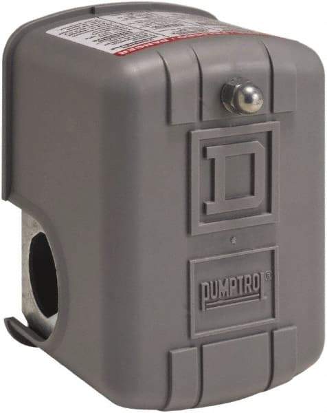 Square D - 1 and 3R NEMA Rated, 16 to 22 psi, Electromechanical Pressure and Level Switch - Adjustable Pressure, 575 VAC, L1-T1, L2-T2 Terminal, For Use with Square D Pumptrol - Exact Industrial Supply