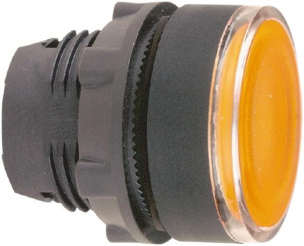 Schneider Electric - 22mm Mount Hole, Flush, Pushbutton Switch Only - Round, Orange Pushbutton, Illuminated, Momentary (MO) - Exact Industrial Supply