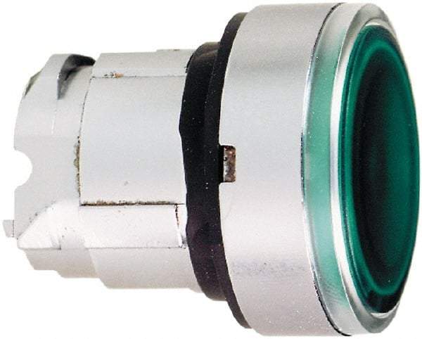 Schneider Electric - 22mm Mount Hole, Flush, Pushbutton Switch Only - Round, Green Pushbutton, Illuminated, Momentary (MO) - Exact Industrial Supply